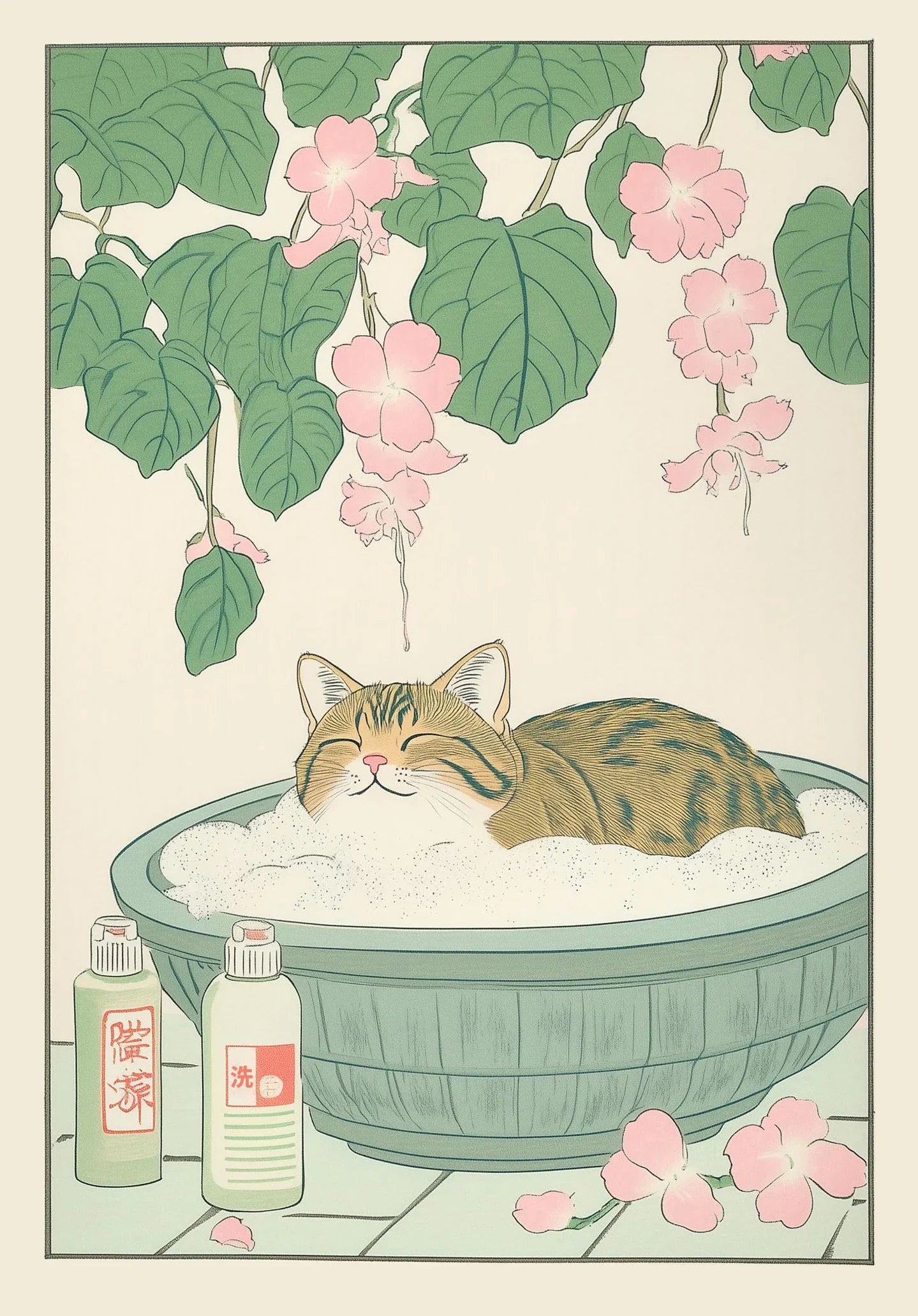 Tabby Cat in Bathtub Canvas Wall Art - DM50-1 / 20X30cm Unframed - Posters