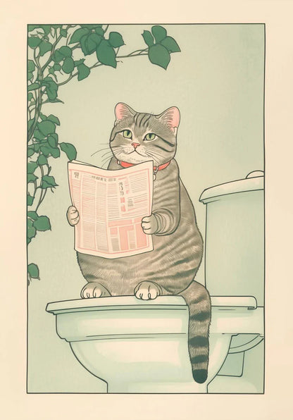 Tabby Cat in Bathtub Canvas Wall Art - DM50-15 / 20X30cm Unframed - Posters
