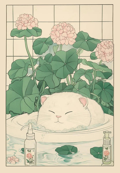 Tabby Cat in Bathtub Canvas Wall Art - DM50-5 / 20X30cm Unframed - Posters