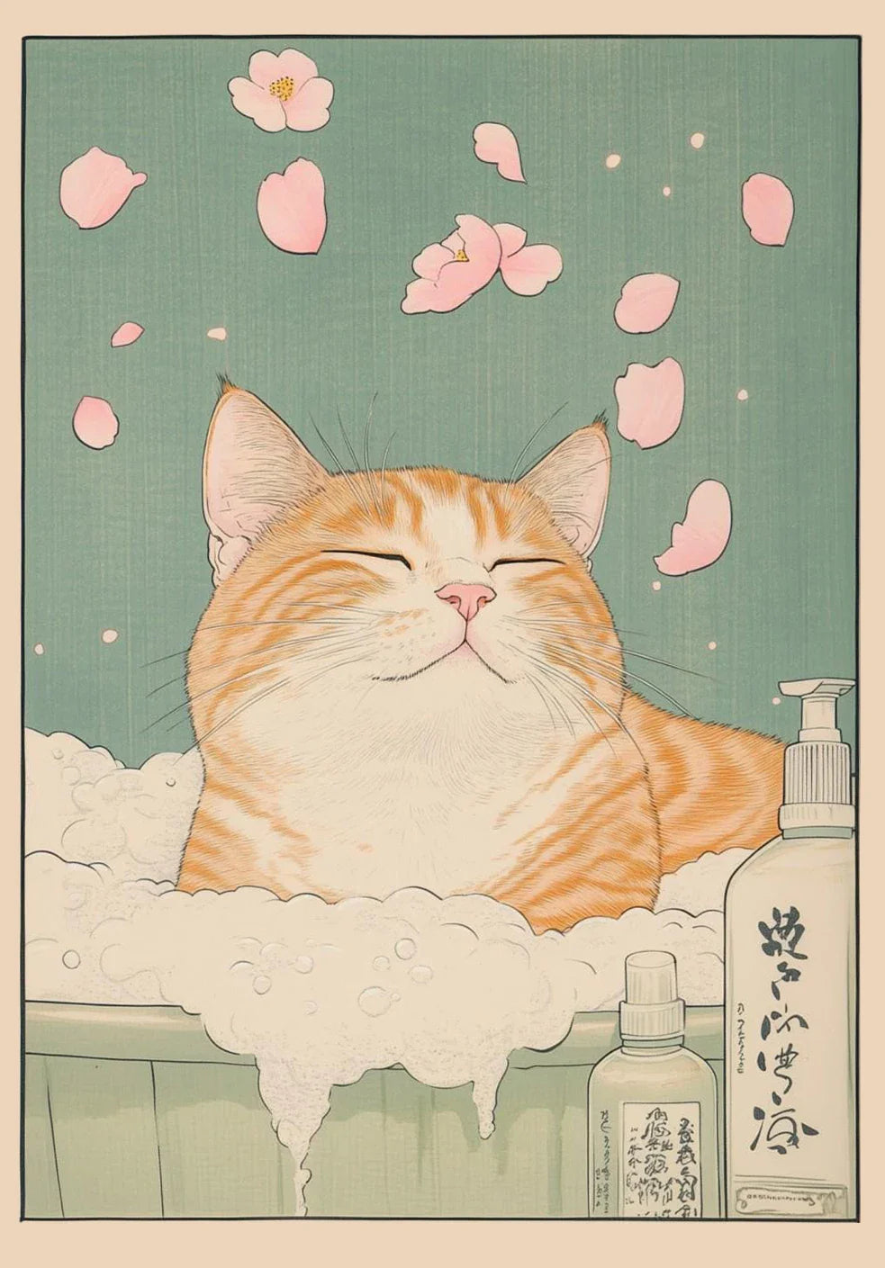 Tabby Cat in Bathtub Canvas Wall Art - DM50-9 / 20X30cm Unframed - Posters