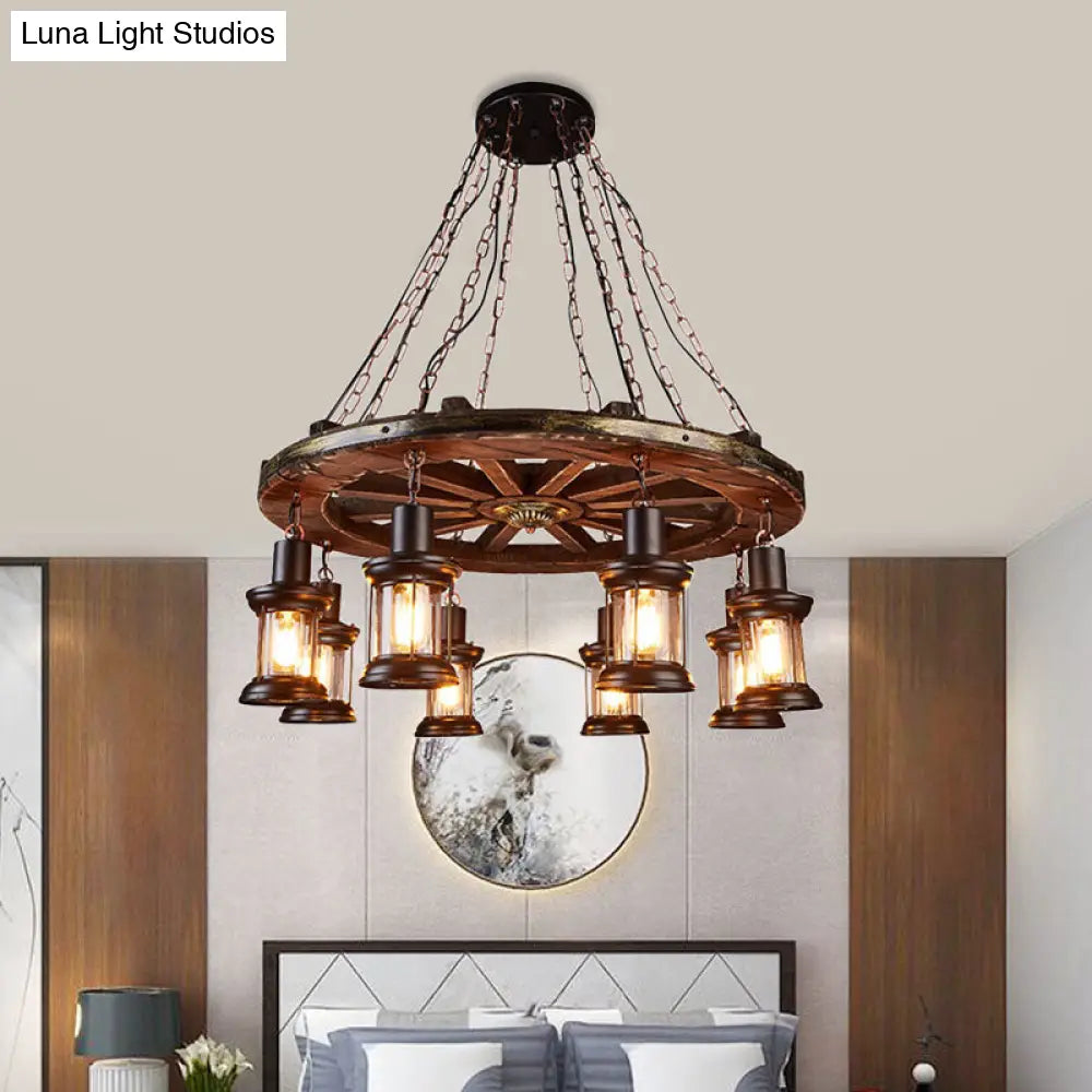 Talitha Borealis - Coastal Clear Glass Kerosene Dining Room Hanging Chandelier: 8 Lights,