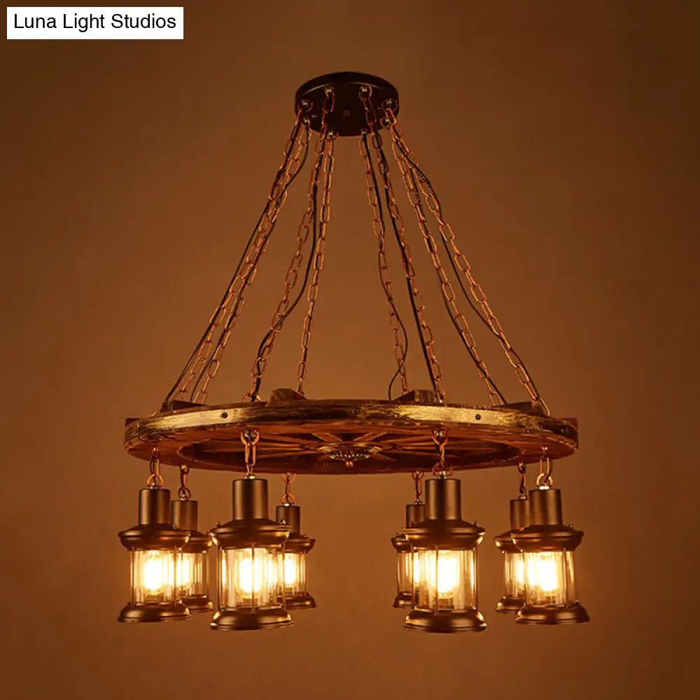 Talitha Borealis - Coastal Clear Glass Kerosene Dining Room Hanging Chandelier: 8 Lights,