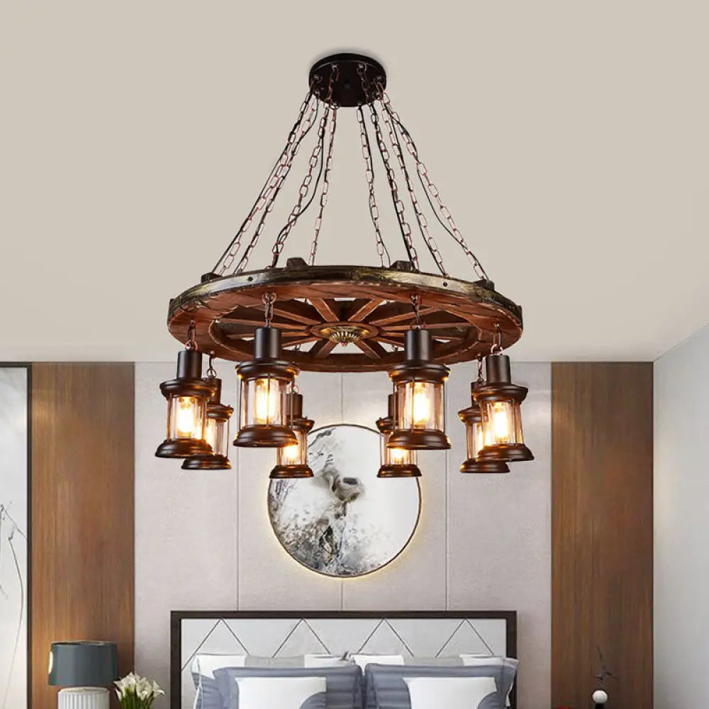 Talitha Borealis - Coastal Clear Glass Kerosene Dining Room Hanging Chandelier: 8 Lights,