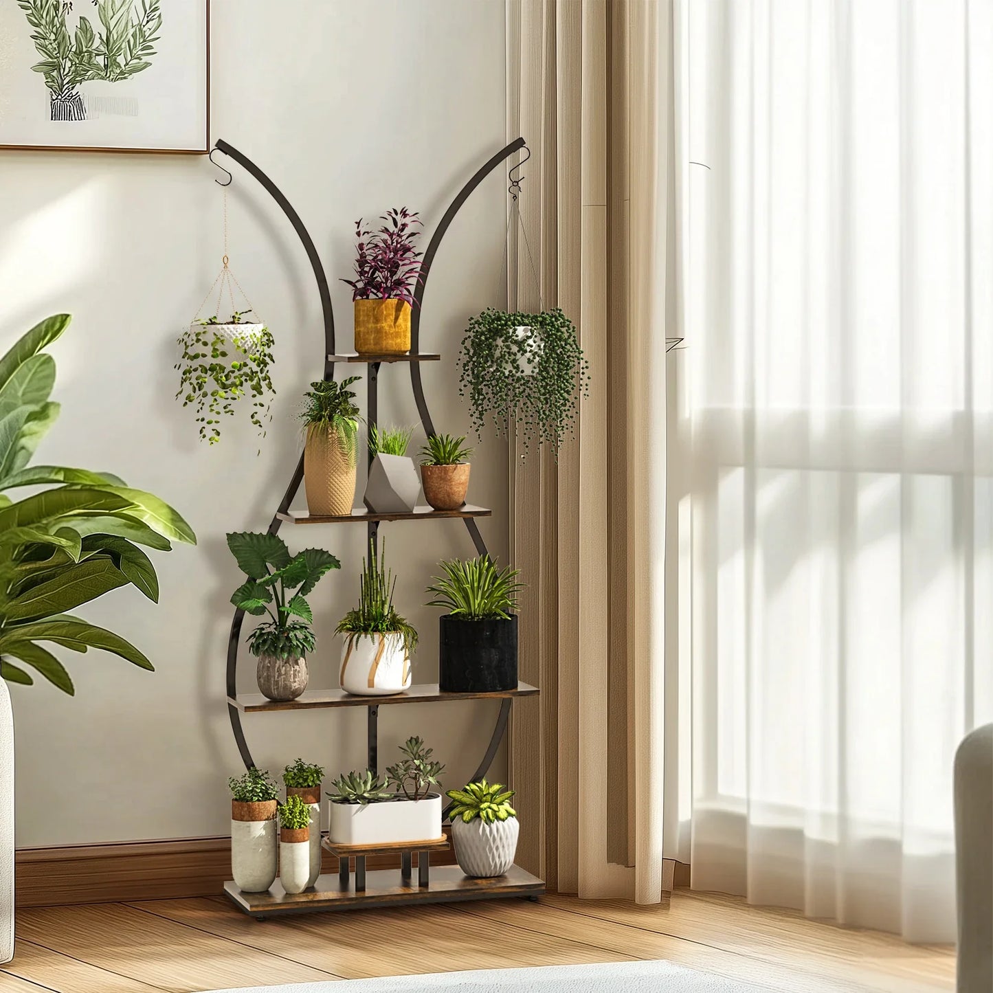 Tall Metal Plant Stand with 5 Tiers