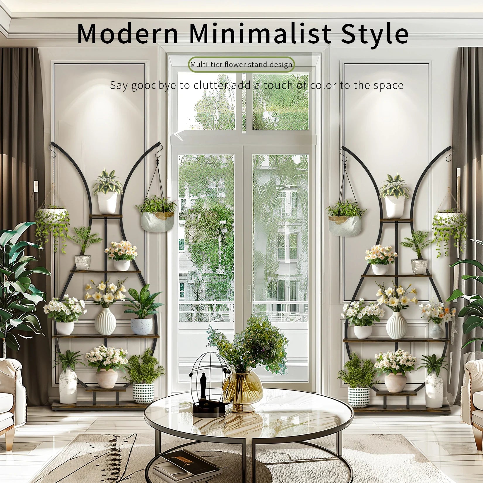 Tall Metal Plant Stand with 5 Tiers