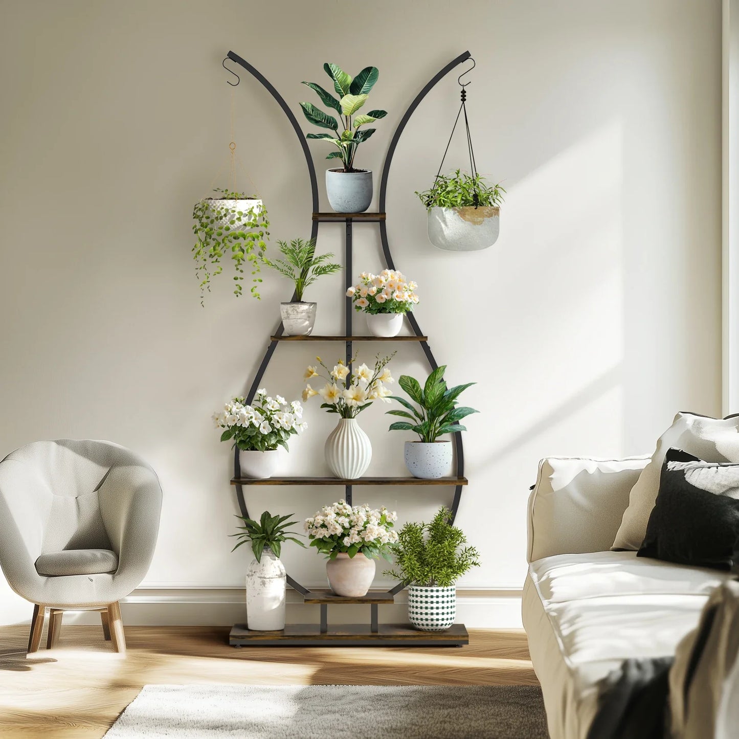 Tall Metal Plant Stand with 5 Tiers