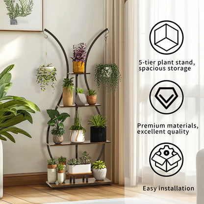 Tall Metal Plant Stand with 5 Tiers