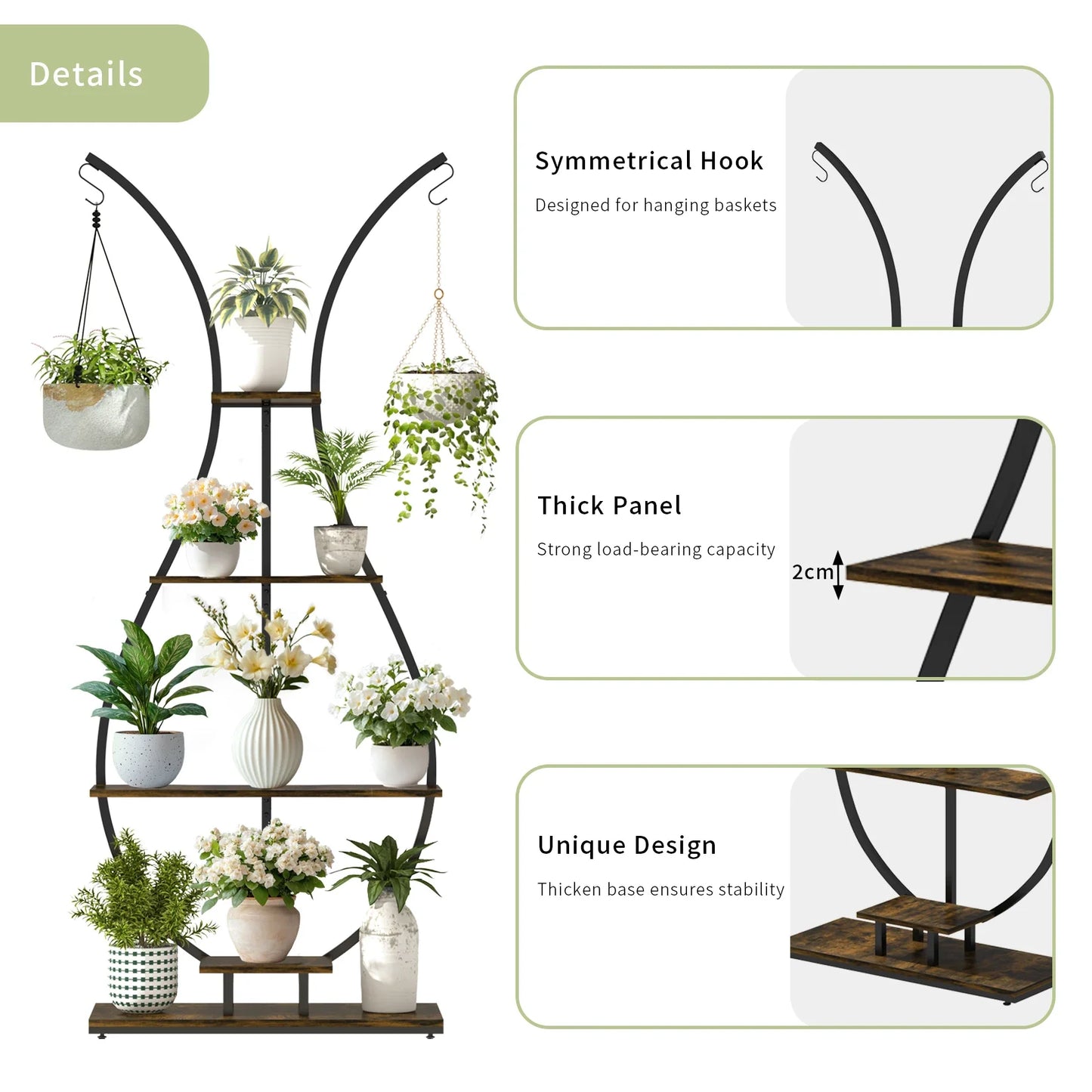 Tall Metal Plant Stand with 5 Tiers