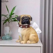 Tan pug bulldog tissue box in faux leather spiked collar with silver studs decorbites bulldog tissue decorbites tissue box