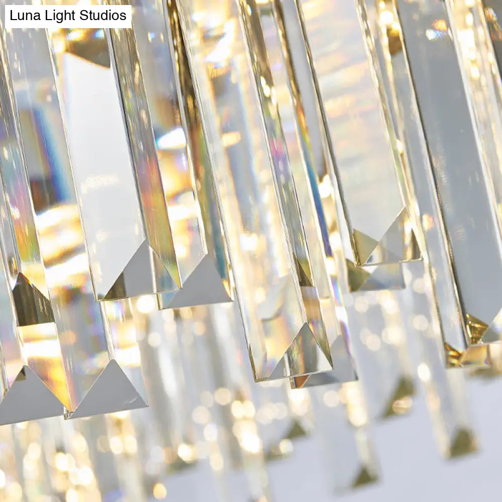 Lámpara de techo colgante LED con forma de carámbano y cristal - Estilo modernista, color negro, 23,5"/31,5" de ancho