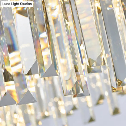 Lámpara de techo colgante LED con forma de carámbano y cristal - Estilo modernista, color negro, 23,5"/31,5" de ancho