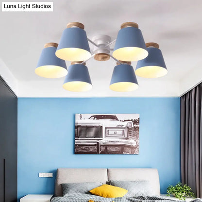 DecorBites™ DecorBites™ Tapered Metal Bedroom Semi Flush Chandelier - Elegant Macaron Inspired Ceiling Light Fixture