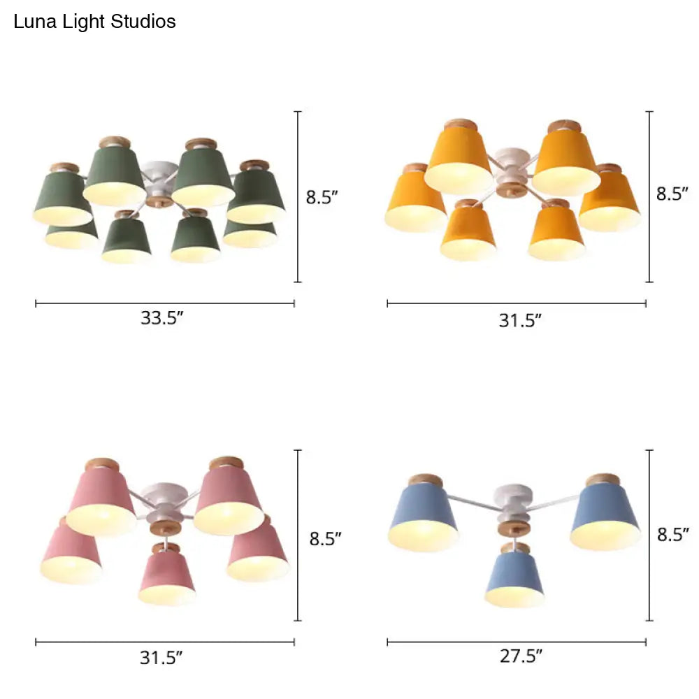 DecorBites™ DecorBites™ Tapered Metal Bedroom Semi Flush Chandelier - Elegant Macaron Inspired Ceiling Light Fixture