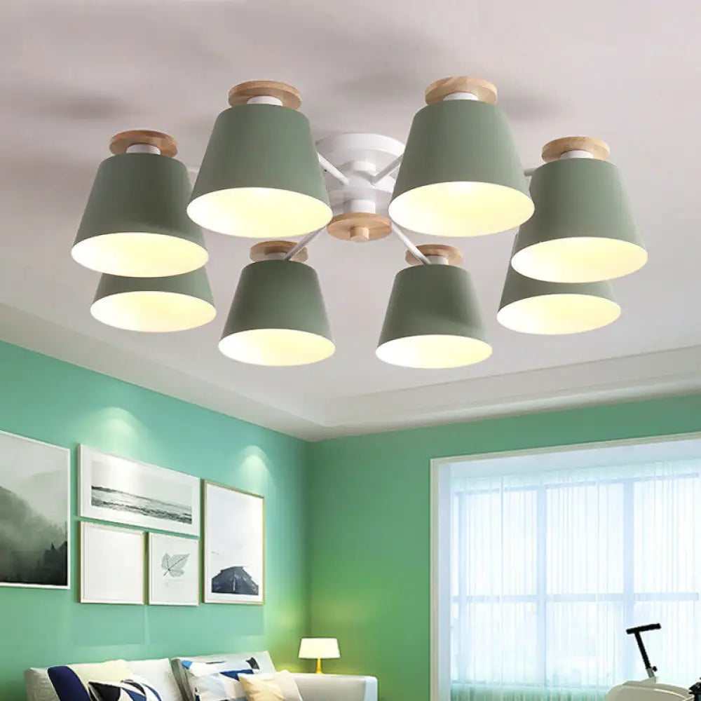 DecorBites™ DecorBites™ Tapered Metal Bedroom Semi Flush Chandelier - Elegant Macaron Inspired Ceiling Light Fixture