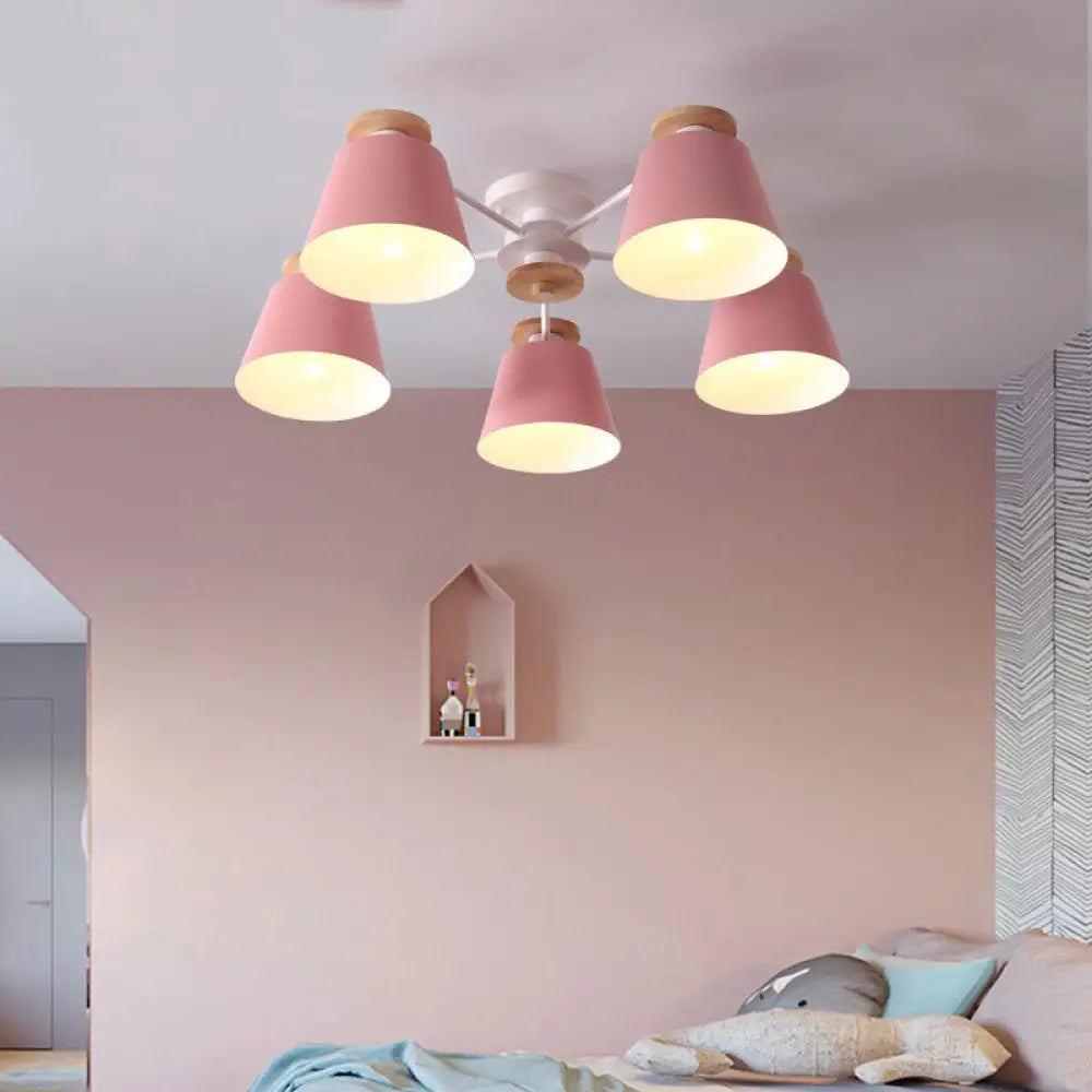 DecorBites™ DecorBites™ Tapered Metal Bedroom Semi Flush Chandelier - Elegant Macaron Inspired Ceiling Light Fixture