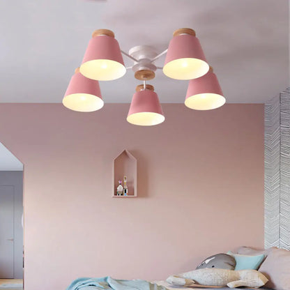 DecorBites™ DecorBites™ Tapered Metal Bedroom Semi Flush Chandelier - Elegant Macaron Inspired Ceiling Light Fixture