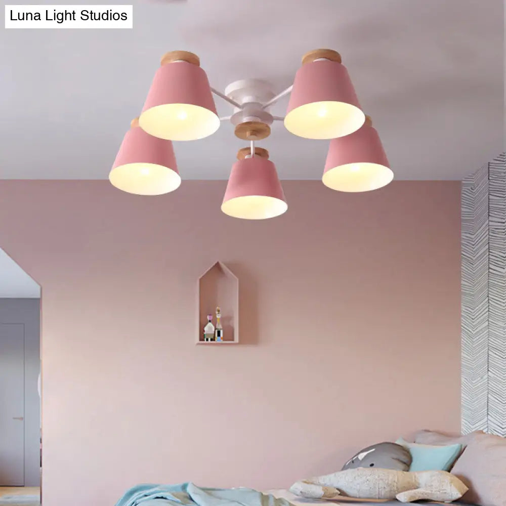 DecorBites™ DecorBites™ Tapered Metal Bedroom Semi Flush Chandelier - Elegant Macaron Inspired Ceiling Light Fixture