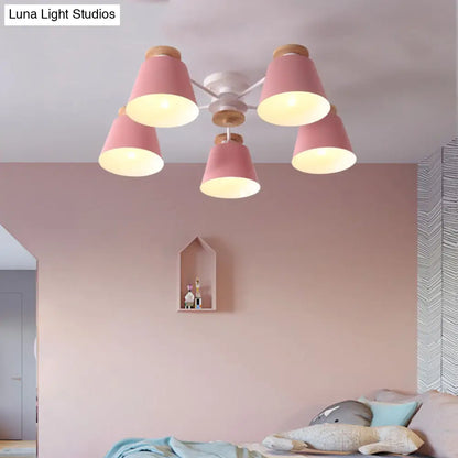 DecorBites™ DecorBites™ Tapered Metal Bedroom Semi Flush Chandelier - Elegant Macaron Inspired Ceiling Light Fixture