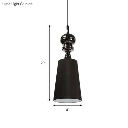 Tapered Nordic Fabric LED Pendant Lamp - 6"/8"/10" Dia - Black/White