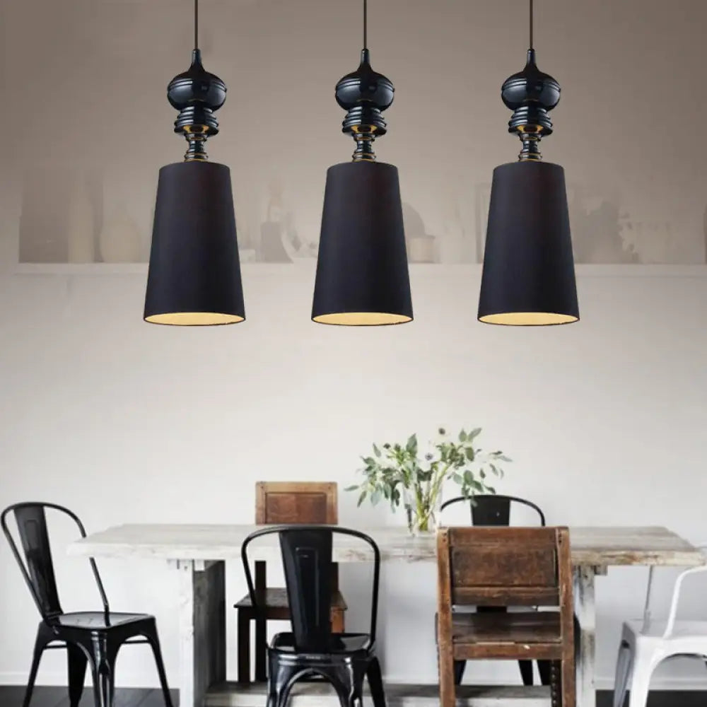 Tapered Nordic Fabric LED Pendant Lamp - 6"/8"/10" Dia - Black/White