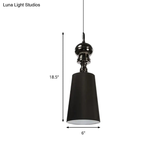 Tapered Nordic Fabric LED Pendant Lamp - 6"/8"/10" Dia - Black/White