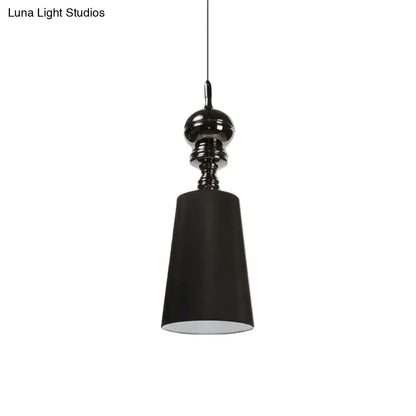 Tapered Nordic Fabric LED Pendant Lamp - 6"/8"/10" Dia - Black/White