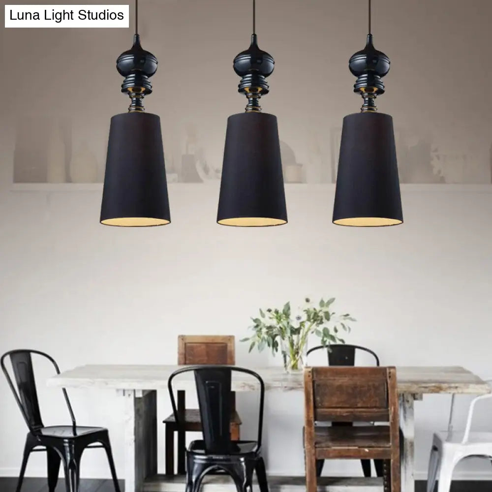 Tapered Nordic Fabric LED Pendant Lamp - 6"/8"/10" Dia - Black/White