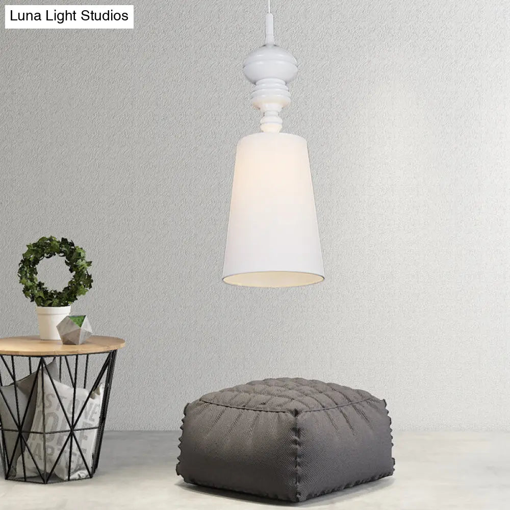 Tapered Nordic Fabric LED Pendant Lamp - 6"/8"/10" Dia - Black/White