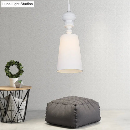 Tapered Nordic Fabric LED Pendant Lamp - 6"/8"/10" Dia - Black/White