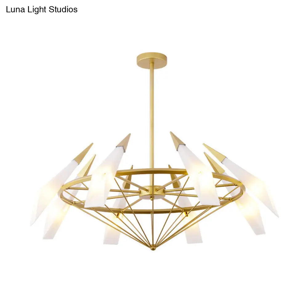 Lámpara de techo colgante cónica: estilo contemporáneo, cristal color crema/verde, 8 luces, kit de iluminación para salón