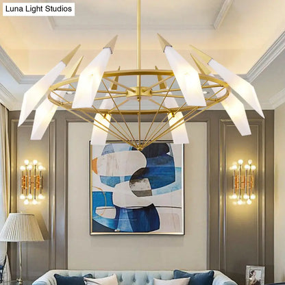 Lámpara de techo colgante cónica: estilo contemporáneo, cristal color crema/verde, 8 luces, kit de iluminación para salón