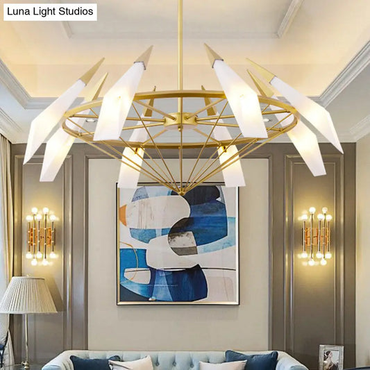 Lámpara de techo colgante cónica: estilo contemporáneo, cristal color crema/verde, 8 luces, kit de iluminación para salón