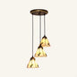 Tapered Stained Glass Cluster Pendant Light - Tiffany Style - 3 Light Suspension Fixture