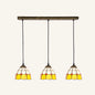 Tapered Stained Glass Cluster Pendant Light - Tiffany Style - 3 Light Suspension Fixture