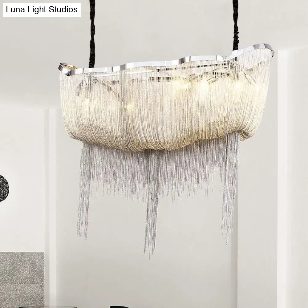 Lámpara de araña Tassel Empire: Estilo nórdico moderno, lámpara colgante de metal de 12 luces en dorado/plateado.