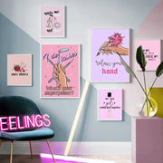 A plush teal velvet armchair with slender gold legs featured in a teal and gold beauty salon wall art set