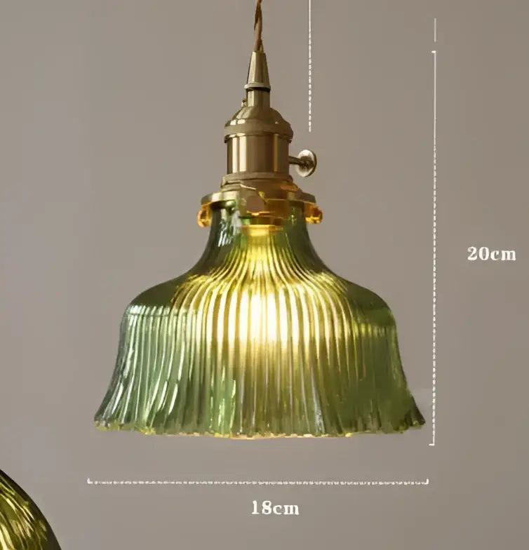 Vintage-style pendant light with green ribbed glass shade and brass hardware ideal for dining room decorbites blue glass