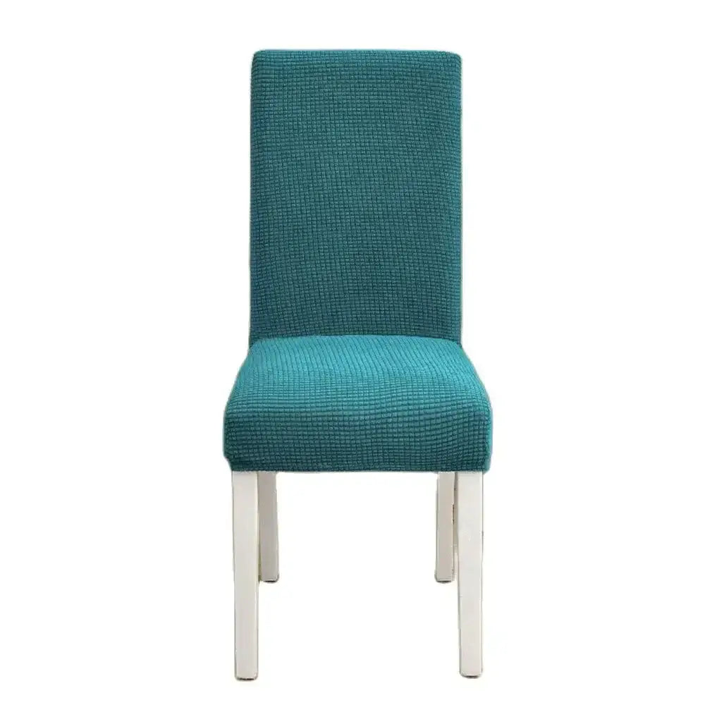 Teal blue quilted chair cover stretch elastic dining room protector with textured fabric for decorbites blue quilted style