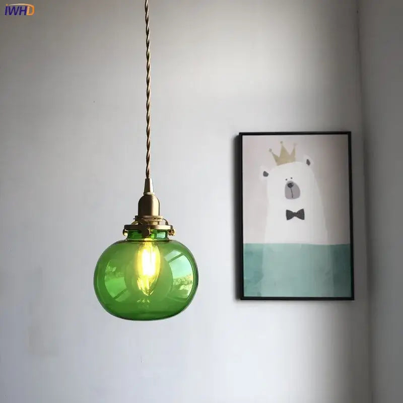 Teal glass ball pendant light with brass hardware and twisted cord for bedroom decorbites glass ball pendant light