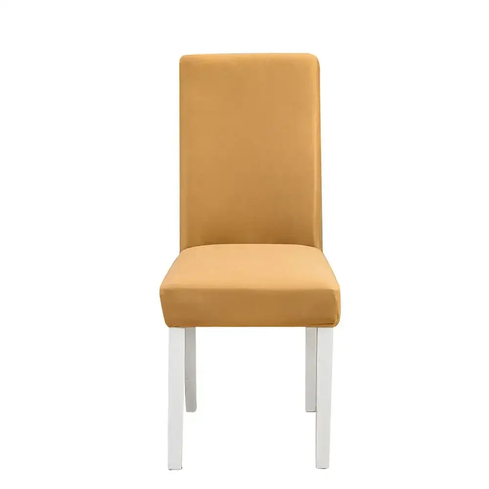 Tan stretchy fabric stretch chair cover with sleek modern design for dining room decorbites geometric stretch slipcover