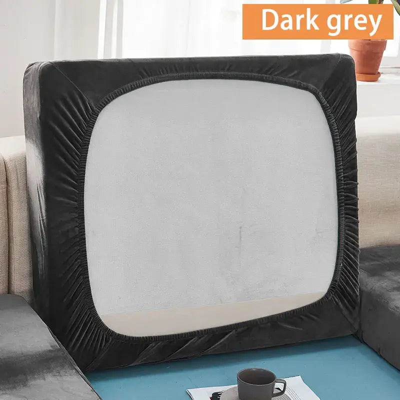 Dark grey velvet bedsheet with elasticized edges and white inner lining suitable as teal velvet stretch sofa cushion cover protector