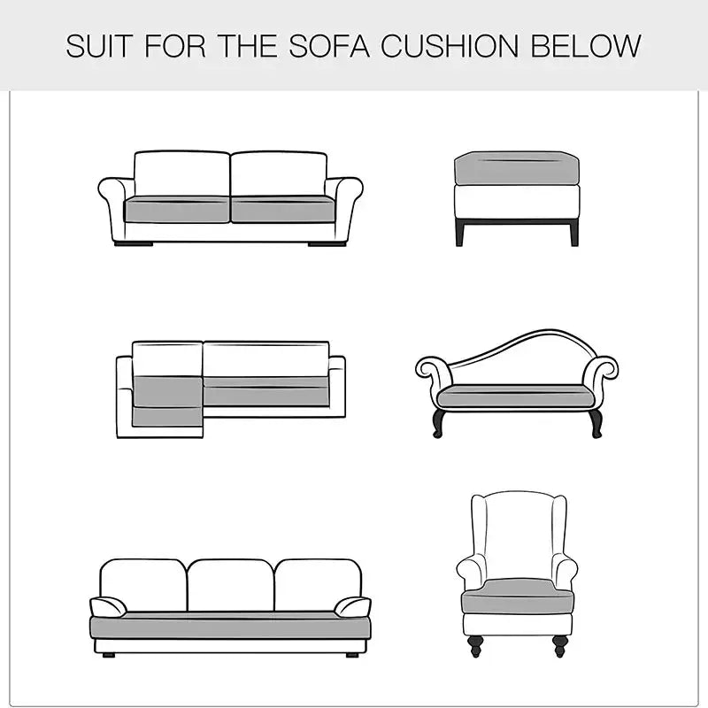 Gray stretchy velvet sofa cushion cover designed to fit various sofas and armchairs for living room protection