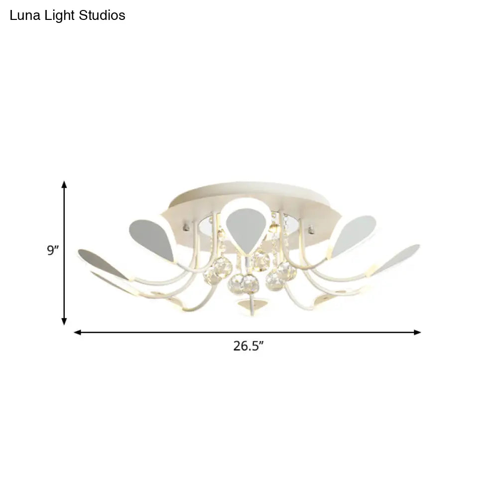 DecorBites™ DecorBites™ Teardrop Flushmount Bevel Cut Glass Ceiling Fixture - Modern Style, Black/White, 10/12 Bulbs, Warm/White Light