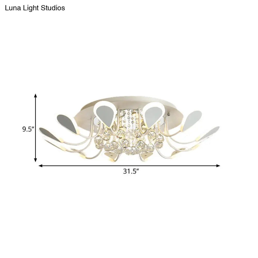 DecorBites™ DecorBites™ Teardrop Flushmount Bevel Cut Glass Ceiling Fixture - Modern Style, Black/White, 10/12 Bulbs, Warm/White Light