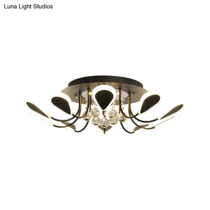 DecorBites™ DecorBites™ Teardrop Flushmount Bevel Cut Glass Ceiling Fixture - Modern Style, Black/White, 10/12 Bulbs, Warm/White Light