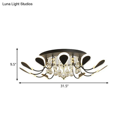 DecorBites™ DecorBites™ Teardrop Flushmount Bevel Cut Glass Ceiling Fixture - Modern Style, Black/White, 10/12 Bulbs, Warm/White Light