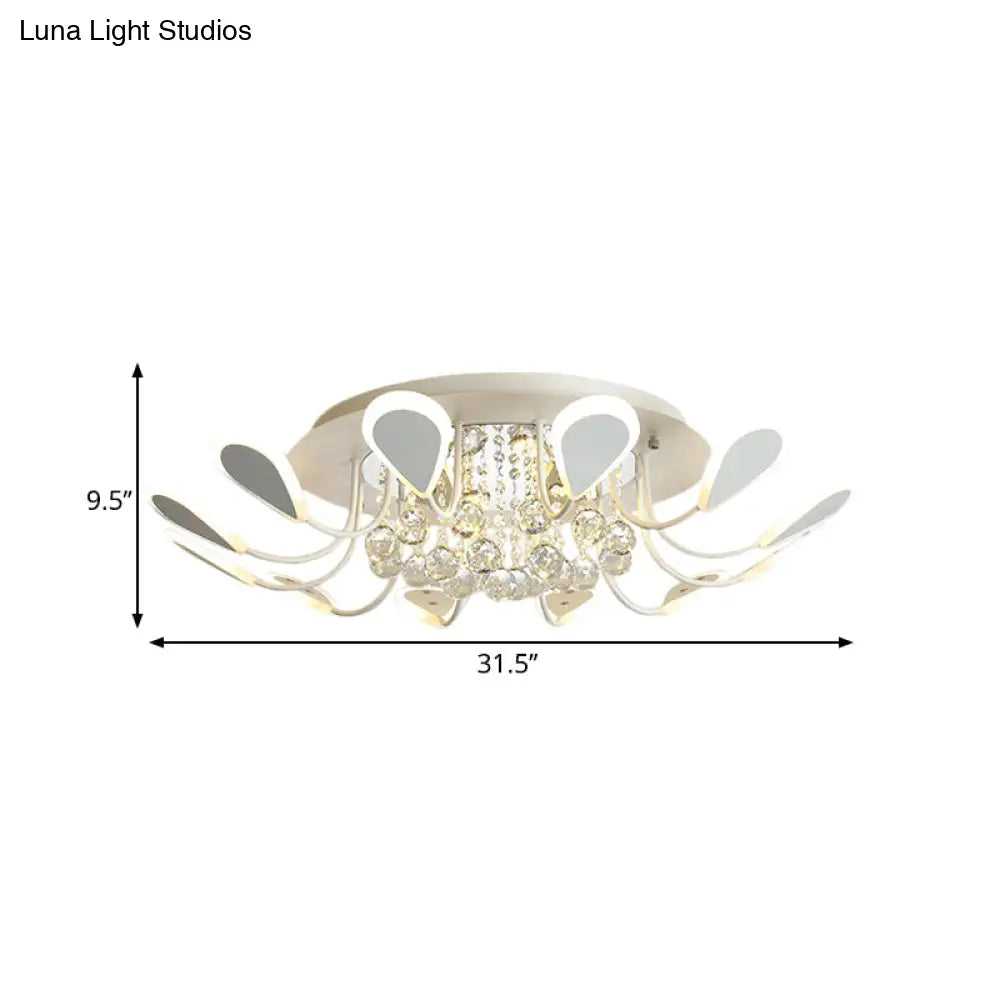 DecorBites™ DecorBites™ Teardrop Flushmount Bevel Cut Glass Ceiling Fixture - Modern Style, Black/White, 10/12 Bulbs, Warm/White Light