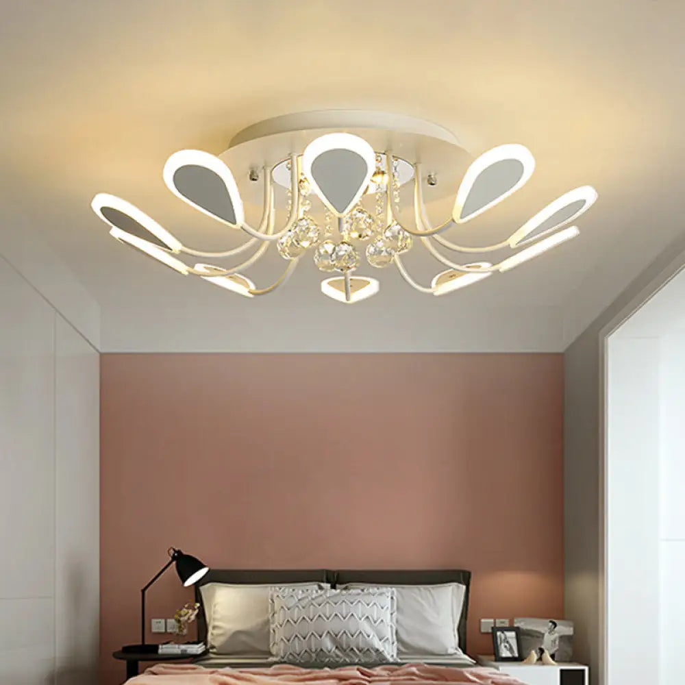 DecorBites™ DecorBites™ Teardrop Flushmount Bevel Cut Glass Ceiling Fixture - Modern Style, Black/White, 10/12 Bulbs, Warm/White Light