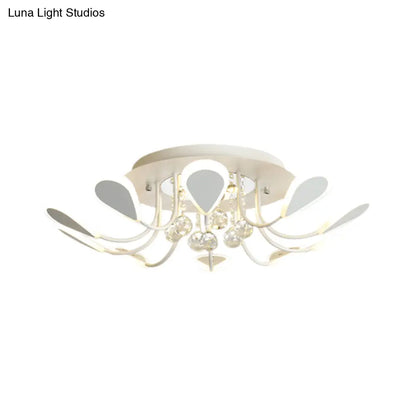 DecorBites™ DecorBites™ Teardrop Flushmount Bevel Cut Glass Ceiling Fixture - Modern Style, Black/White, 10/12 Bulbs, Warm/White Light