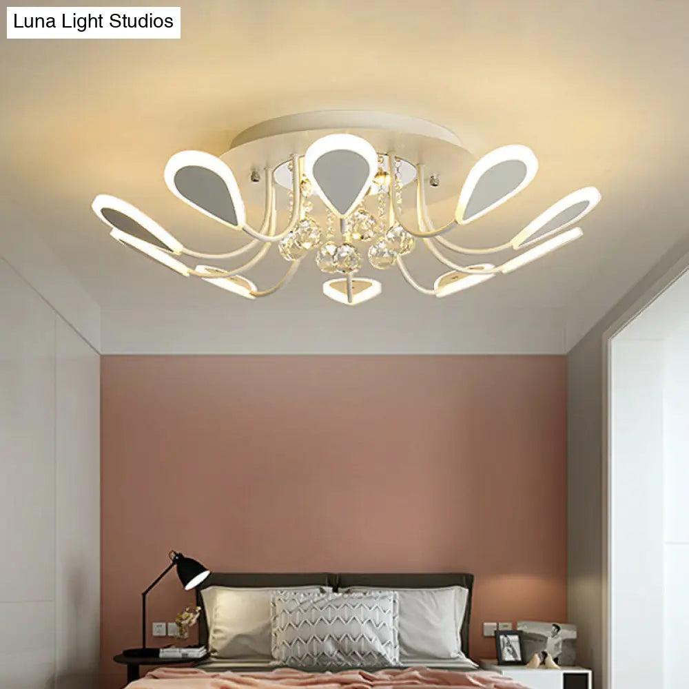 DecorBites™ DecorBites™ Teardrop Flushmount Bevel Cut Glass Ceiling Fixture - Modern Style, Black/White, 10/12 Bulbs, Warm/White Light